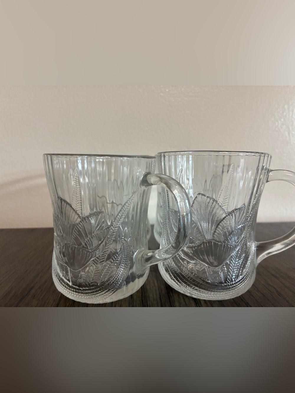Embroidered Floral Clear Glass Mugs - Set of 2